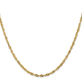 14K Yellow Gold 2.5 mm Rope Chain Necklace, Polished
