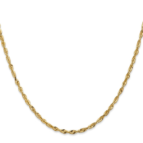 14K Yellow Gold 2.5 mm Rope Chain Necklace, Polished