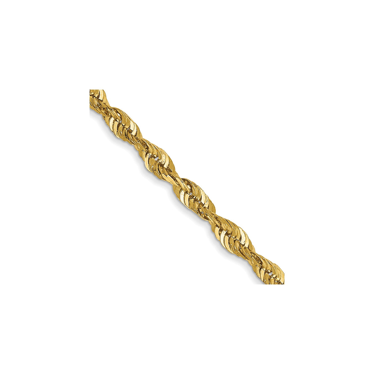 14K Yellow Gold 2.5 mm Rope Chain Necklace, Polished detail view