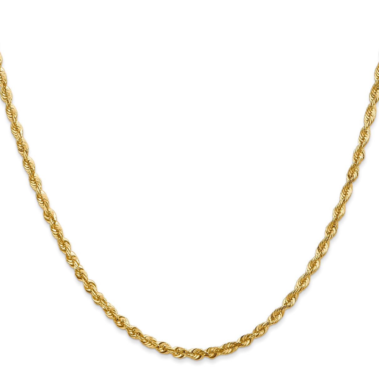 14K Yellow Gold 2.75 mm Rope Chain Necklace, Polished