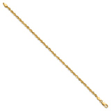 14K Yellow Gold 2.75 mm Rope Chain Anklet, Polished