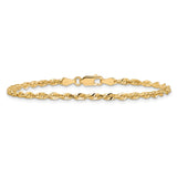 14K Yellow Gold 2.75 mm Rope Chain Anklet, Polished alternate angle