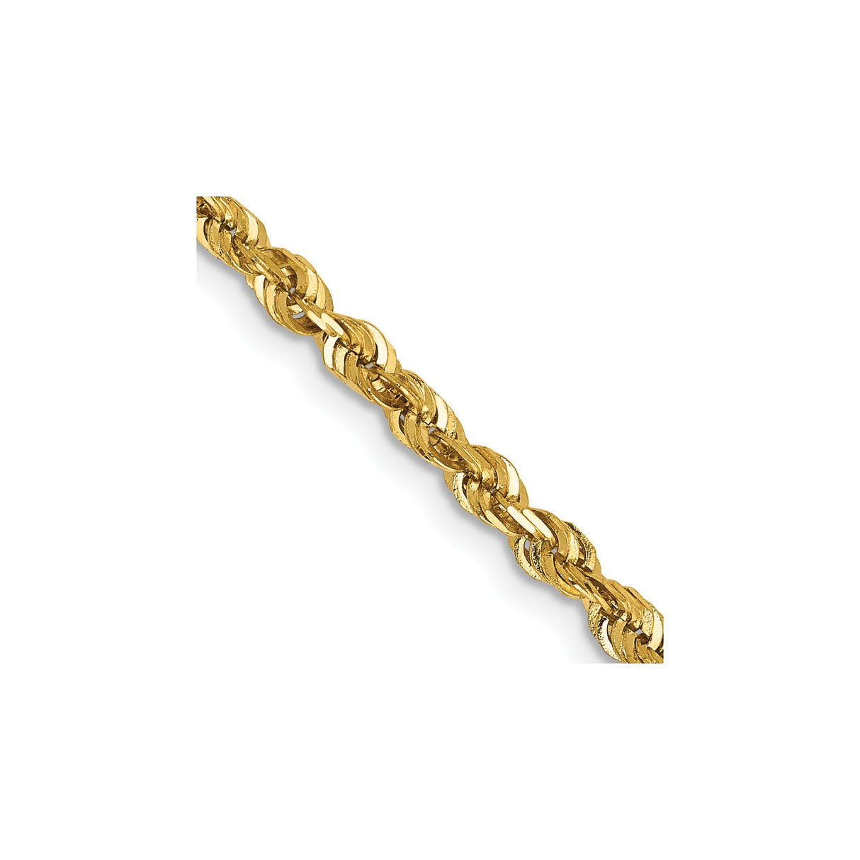 14K Yellow Gold 2.75 mm Rope Chain Necklace, Polished detail view
