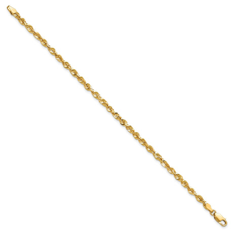 14K Yellow Gold 4 mm Rope Chain Bracelet, Polished