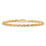14K Yellow Gold 4 mm Rope Chain Anklet, Polished alternate angle