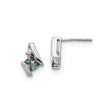 Sterling Silver Stud Earrings with Square Mystic Fire Topaz, Asymmetrical Modern Design