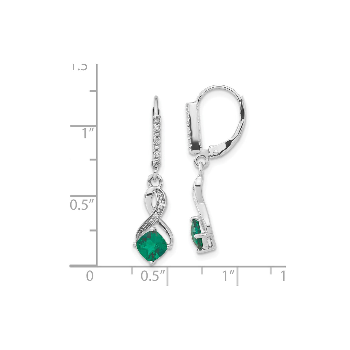 Sterling Silver Infinity Drop Earrings with Created Emerald and Diamond Accents