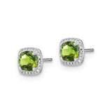 Sterling Silver Peridot Stud Earrings With Clear Halo