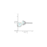 14k White Gold Stud Earrings with Created Opal, Minimalist Multicolor October Birthstone Jewelry
