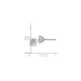 14k White Gold Stud Earrings with White Topaz, Solitaire Minimalist Design for Women