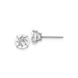 14k White Gold Stud Earrings with White Topaz, Solitaire Minimalist Design for Women