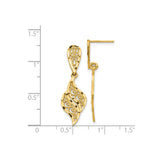 14k Yellow Gold Dangle Earrings with Swirl Leaf Filigree Design, Vintage Inspired Drop Style