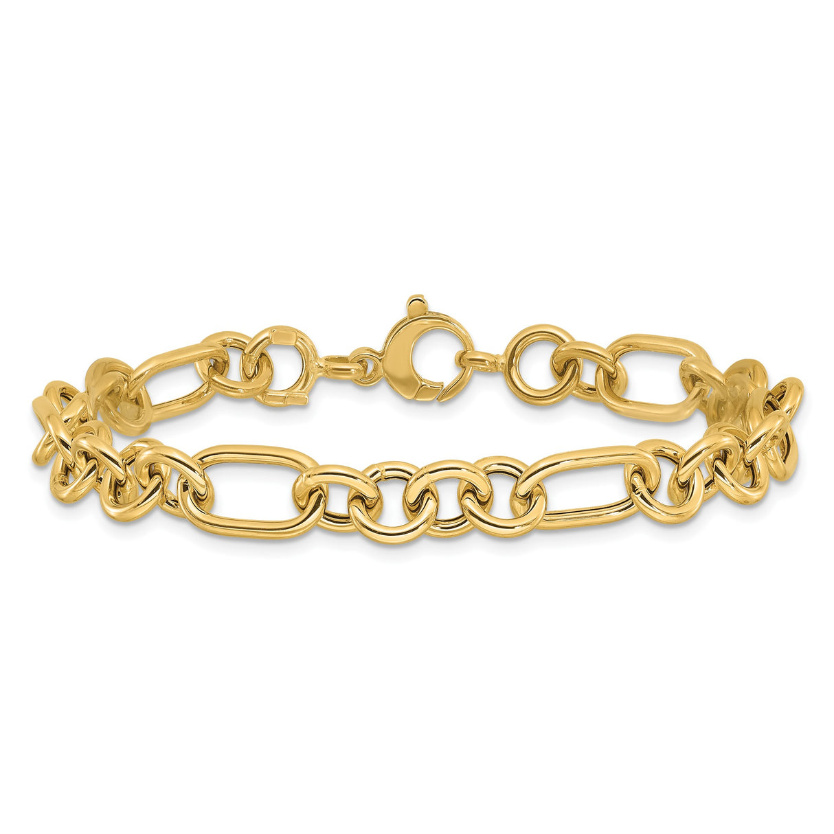 14K Yellow Gold 7.9 mm Lightweight Chain Bracelet, Polished alternate angle