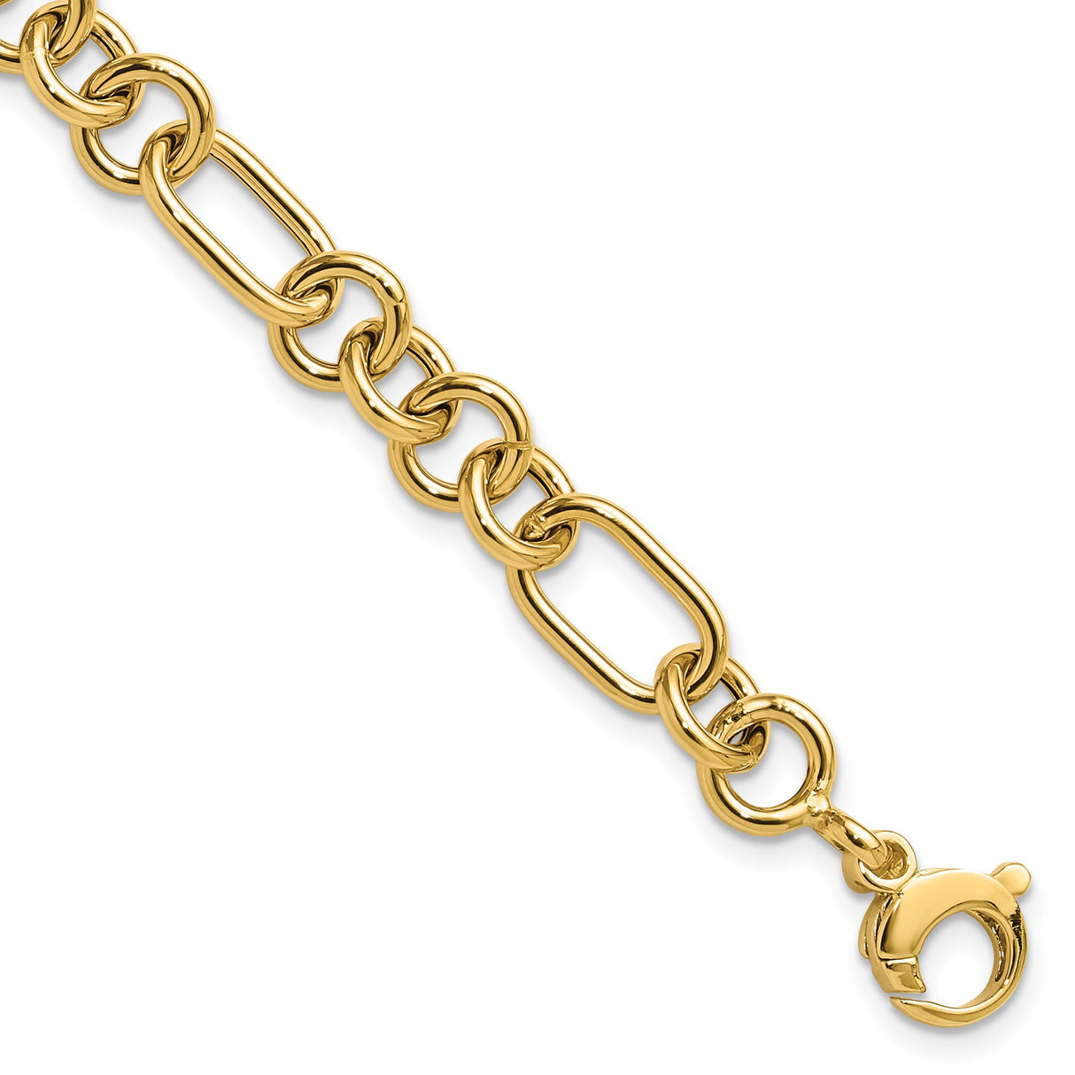 14K Yellow Gold 7.9 mm Lightweight Chain Bracelet, Polished detail view