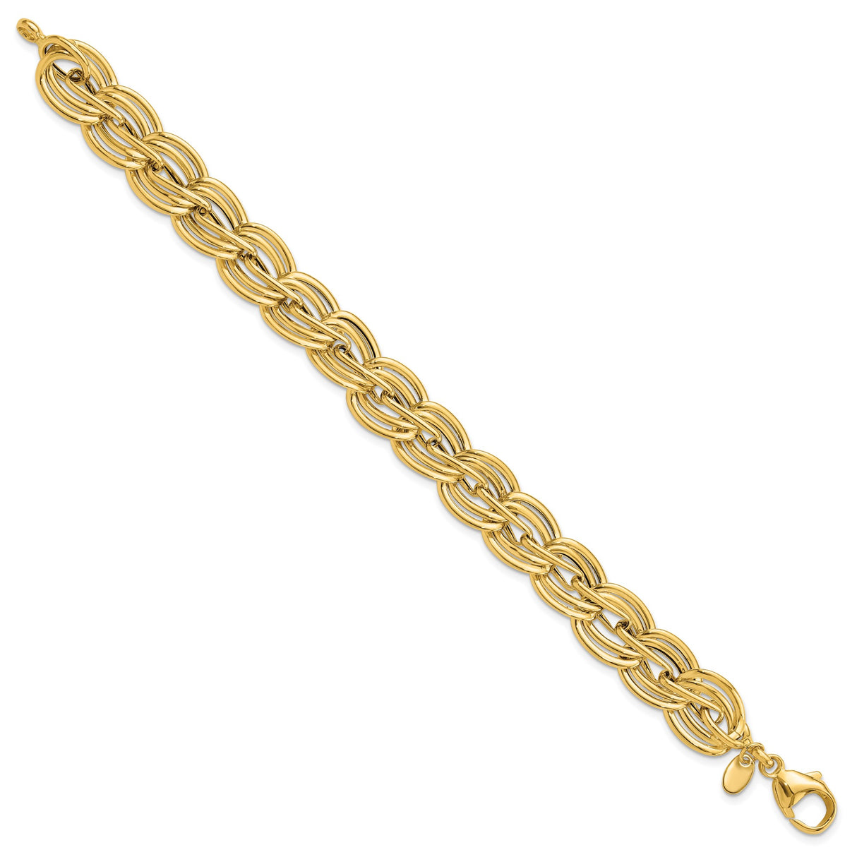 14K Yellow Gold 12.4 mm Polished Chain Bracelet