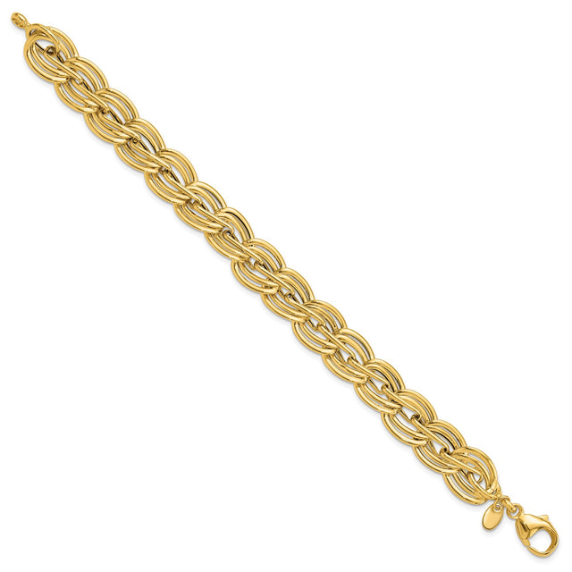 14K Yellow Gold 12.4 mm Polished Chain Bracelet