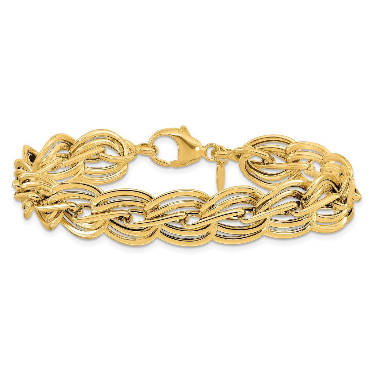 14K Yellow Gold 12.4 mm Polished Chain Bracelet alternate angle