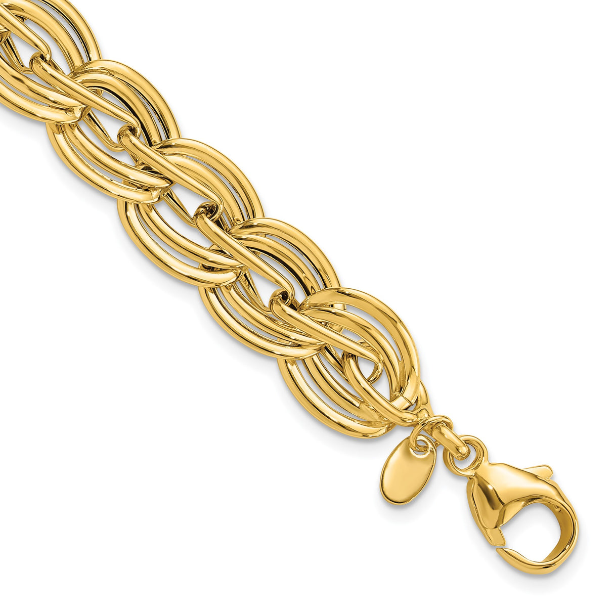 14K Yellow Gold 12.4 mm Polished Chain Bracelet detail view