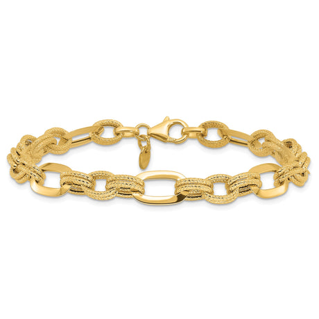 14K Yellow Gold 7.8 mm Lightweight Chain Bracelet, Polished alternate angle