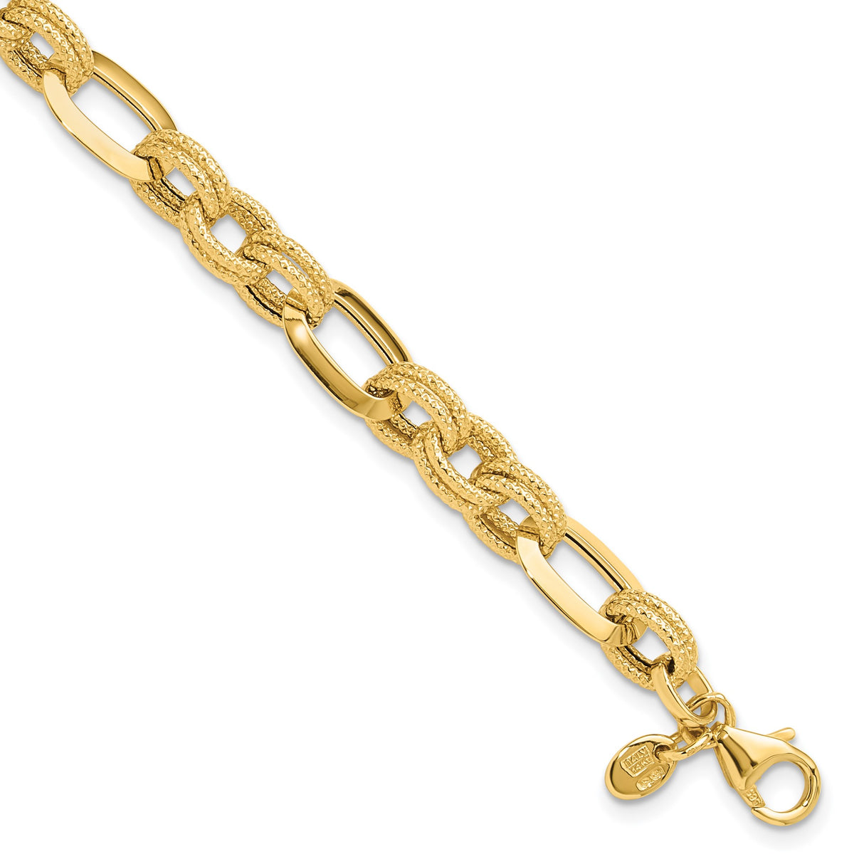 14K Yellow Gold 7.8 mm Lightweight Chain Bracelet, Polished detail view