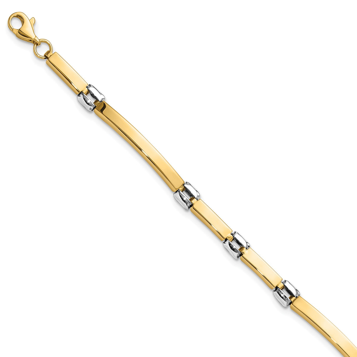 14K Two-tone Gold 4.5 mm Lightweight Chain Bracelet, Polished detail view