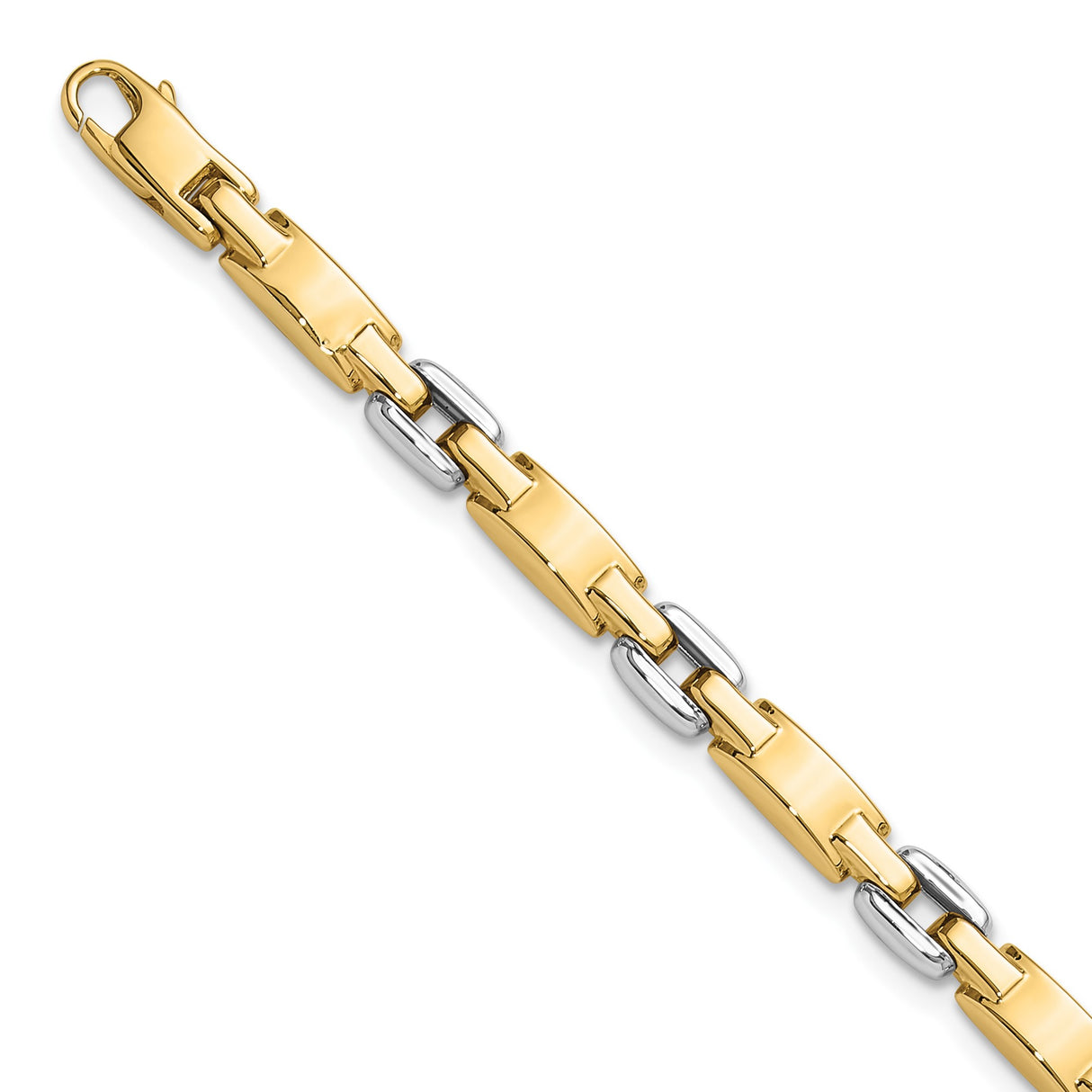 14K Two-tone Gold 4.8 mm Lightweight Chain Bracelet, Polished detail view