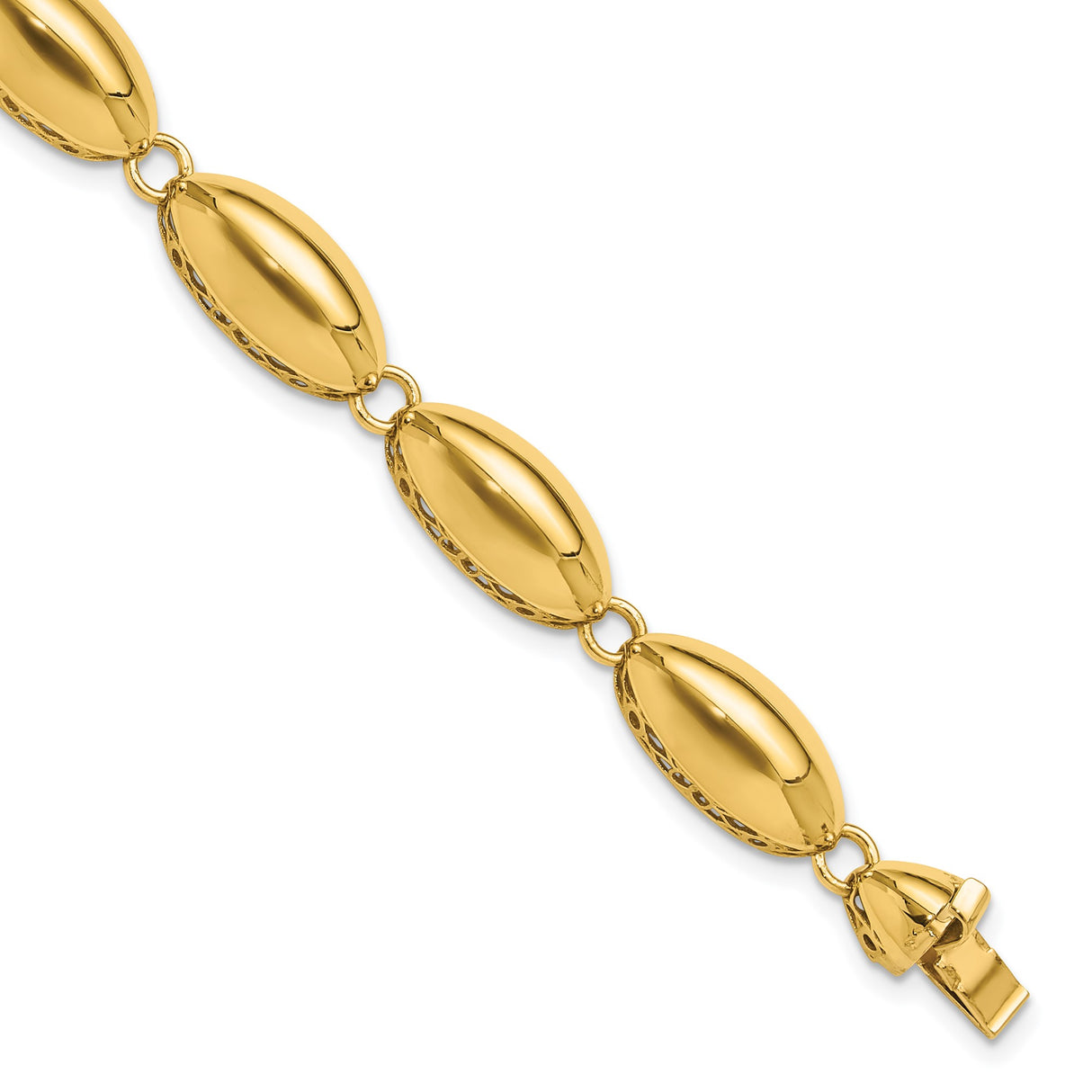 14K Yellow Gold 8.2 mm Polished Chain Bracelet detail view