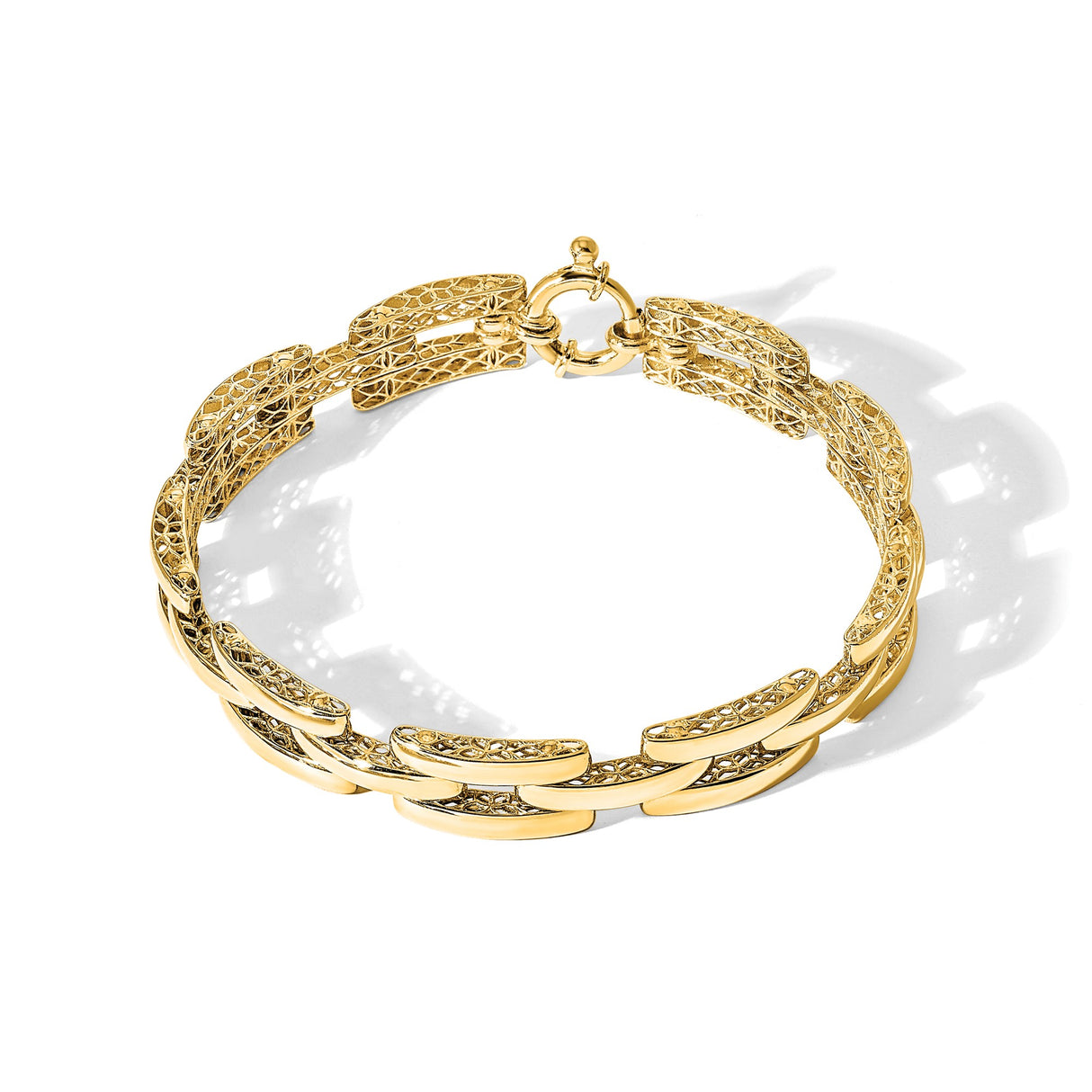14K Yellow Gold 8.9 mm Polished Chain Bracelet detail view