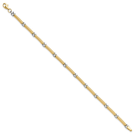 14K Two-tone Gold 3.5 mm Polished Chain Bracelet