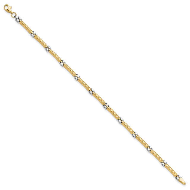 14K Two-tone Gold 3.5 mm Polished Chain Bracelet