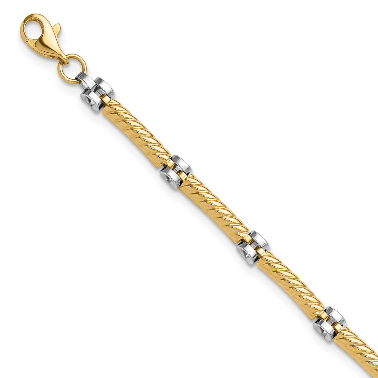14K Two-tone Gold 3.5 mm Polished Chain Bracelet detail view