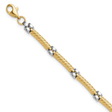 14K Two-tone Gold 3.5 mm Polished Chain Bracelet detail view