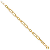 14K Yellow Gold 7.4 mm Paperclip Chain Bracelet, Polished