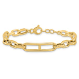 14K Yellow Gold 7.4 mm Paperclip Chain Bracelet, Polished alternate angle
