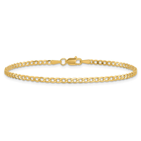 14K Yellow Gold 2.2 mm Curb Chain Bracelet, Polished