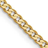 14K Yellow Gold 2.2 mm Curb Chain Necklace, Polished detail view
