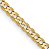 14K Yellow Gold 2.3 mm Curb Chain Necklace, Polished detail view