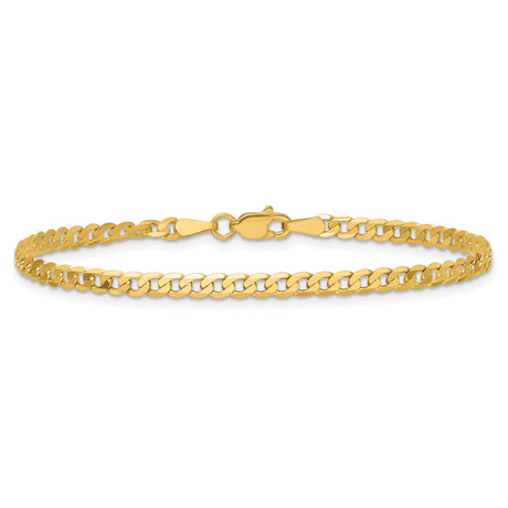 14K Yellow Gold 2.9 mm Curb Chain Bracelet, Polished alternate angle
