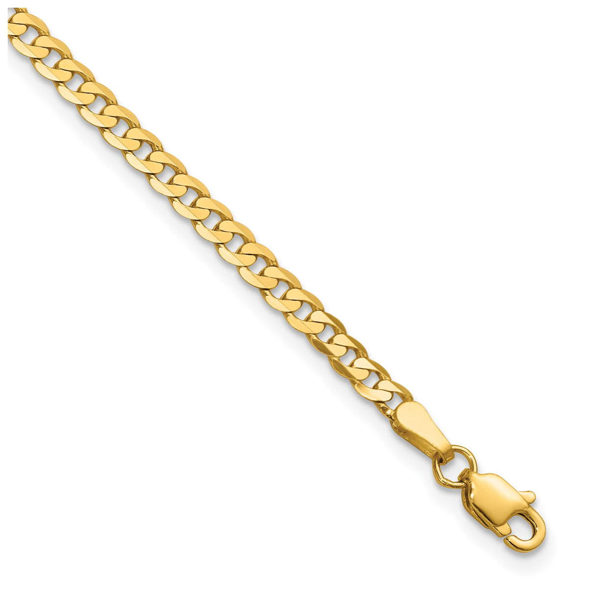 14K Yellow Gold 2.9 mm Curb Chain Bracelet, Polished detail view