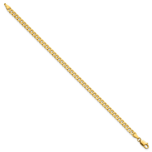 14K Yellow Gold 3.9 mm Curb Chain Anklet, Polished