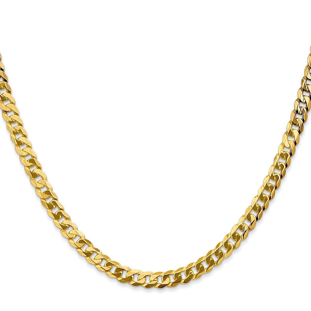 14K Yellow Gold 4.75 mm Curb Chain Necklace, Polished