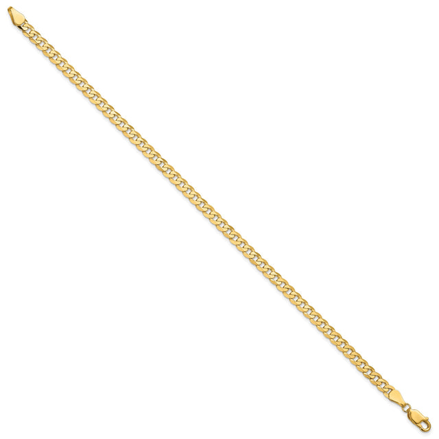 14K Yellow Gold 4.75 mm Curb Chain Anklet, Polished