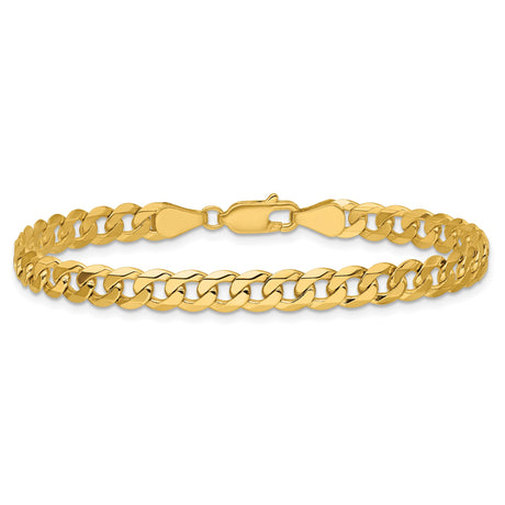 14K Yellow Gold 5.75 mm Curb Chain Anklet, Polished alternate angle