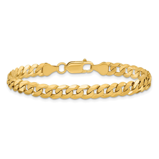 14K Yellow Gold 6.25 mm Curb Chain Bracelet, Polished