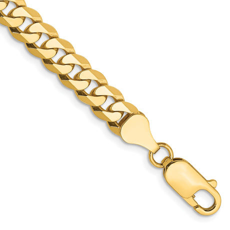 14K Yellow Gold 6.25 mm Curb Chain Anklet, Polished alternate angle