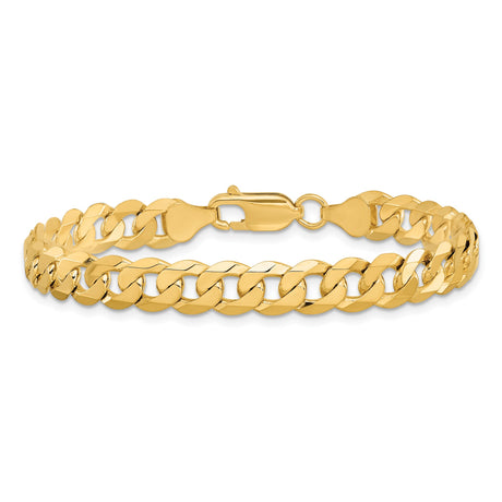 14K Yellow Gold 7.25 mm Curb Chain Bracelet, Polished