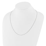 925 White Gold 0.95 mm Box Chain Necklace, Polished detail view