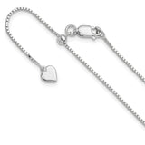 925 White Gold 0.95 mm Box Chain Necklace, Polished detail view