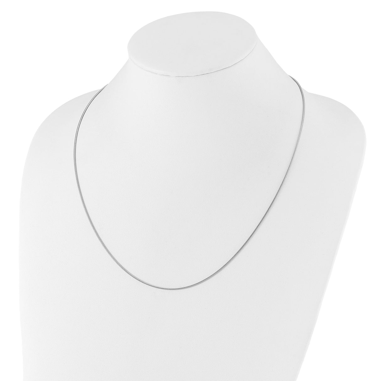925 White Gold 1.1 mm Polished Chain Necklace detail view