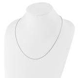 925 White Gold 1.1 mm Polished Chain Necklace detail view